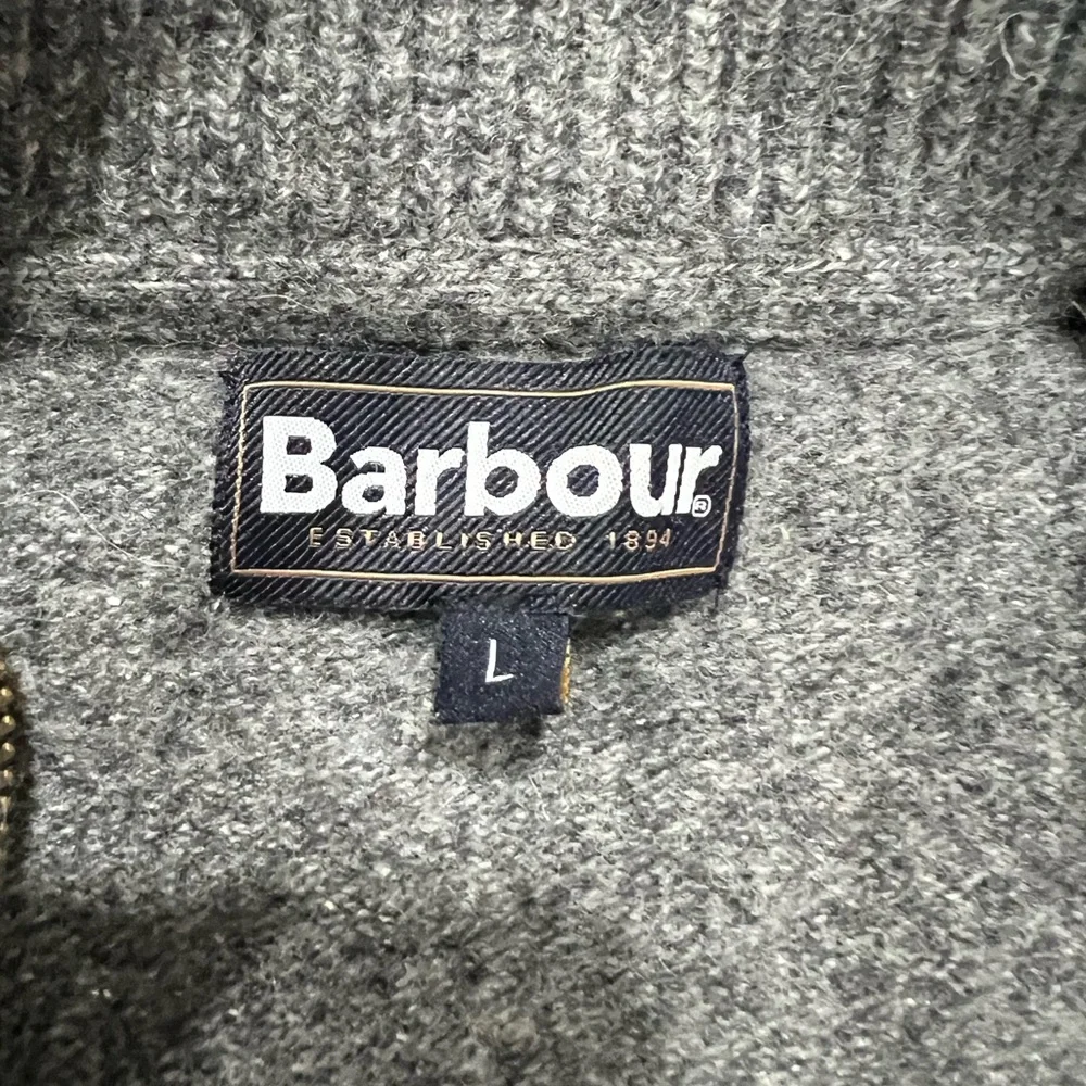 Barbour Tisbury Wool Blend Grey Zip-Up Button Layering Sweater Cardigan L - Picture 6 of 8